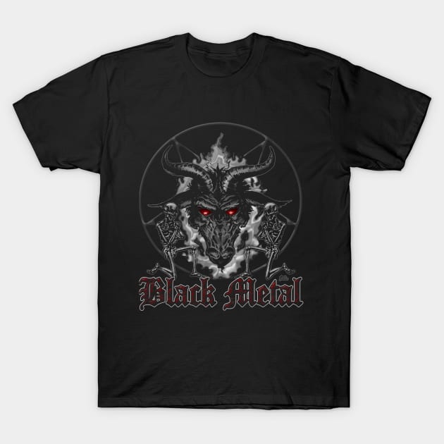 Black Metal Music Baphomet Pentagram T-Shirt by monstermangraphic